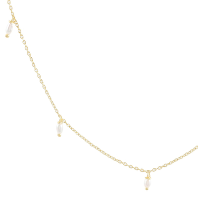 Gold-plated cultured pearl charm necklace, 'Mermaid's Delight' - Gold-Plated Sterling Silver Cultured Pearl Necklace