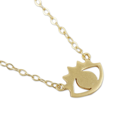 Gold-plated pendant necklace, 'Eye Do Care' - Gold-Plated Sterling Silver Eye Pendant Necklace