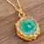Gold-plated solar quartz necklace, 'Blue Illusion' - Gold-Plated Sterling Silver Blue Quartz Pendant Necklace thumbail