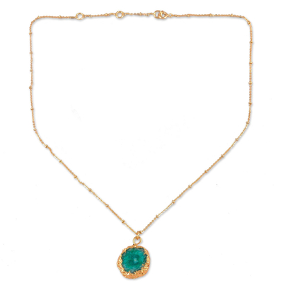 Gold-Plated Sterling Silver Blue Quartz Pendant Necklace