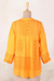 Embroidered tunic, 'Marigold Magic' - Embroidered Orange Viscose Button Front Tunic from India