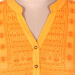 Embroidered tunic, 'Marigold Magic' - Embroidered Orange Viscose Button Front Tunic from India
