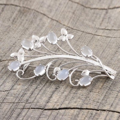 Rhodium-plated moonstone brooch, Remembered Dream