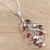 Rhodium-plated garnet pendant necklace, 'Dancing Bouquet' - Rhodium-Plated Sterling Silver Garnet Pendant Necklace