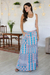 Viscose maxi skirt, 'Meena Bazaar in Teal' - Long Viscose Print Skirt (image 2b) thumbail
