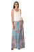 Viscose maxi skirt, 'Meena Bazaar in Teal' - Long Viscose Print Skirt