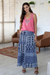 Viscose maxi skirt, 'Mughal Blue' - Viscose Print Maxi Skirt