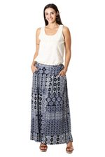 Viscose maxi skirt, 'Mughal Blue' - Viscose Print Maxi Skirt