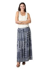 Viscose maxi skirt, 'Mughal Blue' - Viscose Print Maxi Skirt