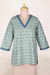 Embroidered cotton tunic, 'Summer Celebration' - Hand-Embroidered Floral-Motif Cotton Tunic (image 2b) thumbail