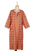 Embroidered cotton dress, 'Red Dreams' - Hand Embroidered Cotton Knee-Length Dress thumbail
