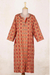 Embroidered cotton dress, 'Red Dreams' - Hand Embroidered Cotton Knee-Length Dress (image 2c) thumbail