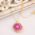 Gold-plated quartz necklace, 'Mystic Power in Pink' - Gold-Plated Pink Solar Quartz Pendant Necklace thumbail