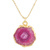 Gold-plated quartz necklace, 'Mystic Power in Pink' - Gold-Plated Pink Solar Quartz Pendant Necklace (image 2a) thumbail