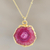 Gold-plated quartz pendant necklace, 'Pink Illusion' - Gold-Plated Pink Solar Quartz Pendant Necklace