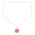 Collar de cuarzo bañado en oro, 'Mystic Power in Pink' - Collar con colgante de cuarzo solar rosa chapado en oro