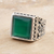 Men's onyx cocktail ring, 'High Summer' - Men's Green Onyx and Sterling Silver Cocktail Ring