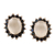 Rhodium-plated moonstone and sapphire button earrings, 'Midnight Joy' - Rhodium-Plated Moonstone and Sapphire Button Earrings
