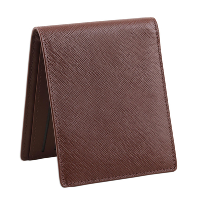 Men's leather wallet, 'Versatility' - Hand Crafted Men's Brown Leather Wallet
