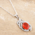 Carnelian and cubic zirconia pendant necklace, 'Temple Fire' - Carnelian and Cubic Zirconia Pendant Necklace (image 2b) thumbail