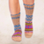 Calcetines estilo pantuflas tejidos a mano - Calcetines gruesos estilo babucha con estampado geométrico tejidos a mano