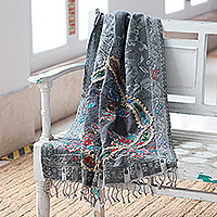 Mantón de lana jacquard, 'Morning Muse' - Mantón de lana jacquard con estampado paisley