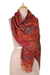 Jacquard wool shawl, 'Sunset Patchwork' - Jacquard and Embroidered Wool Shawl (image 2a) thumbail