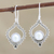 Cultured pearl dangle earrings, 'Blissful Night in White' - Cultured Pearl and Sterling Silver Dangle Earrings (image 2) thumbail