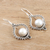 Cultured pearl dangle earrings, 'Blissful Night in White' - Cultured Pearl and Sterling Silver Dangle Earrings (image 2b) thumbail
