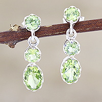 Peridot dangle earrings, Weightless in Green
