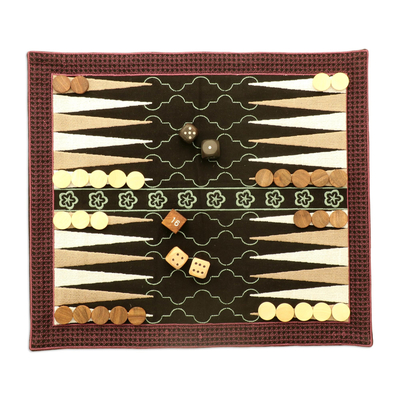 Multicolored Embroidered Backgammon Set