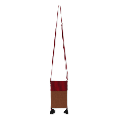 Slingtasche aus Baumwolle mit Siebdruck, 'Red Light' - Siebbedruckte Baumwolle Handliche Sling Bag