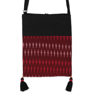 Screen-printed cotton sling bag, 'Starry Bliss' - Screen-Printed Cotton Sling Bag from India