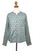 Men's cotton shirt, 'Floral Festivities' - Men's Mandarin-Style Collar Cotton Shirt (image 2f) thumbail