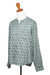 Men's cotton shirt, 'Floral Festivities' - Men's Mandarin-Style Collar Cotton Shirt (image 2g) thumbail