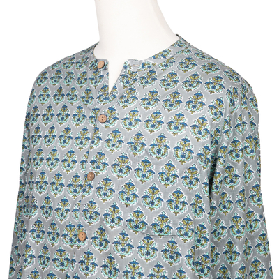 Camisa de algodón para hombre - Camisa de hombre en algodón con cuello mandarín