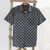 Men's cotton shirt, 'Floral Labyrinth in Midnight' - Men's Screen Printed Cotton Shirt (image 2c) thumbail