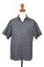Men's cotton shirt, 'Floral Labyrinth in Midnight' - Men's Screen Printed Cotton Shirt (image 2f) thumbail