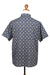 Men's cotton shirt, 'Floral Labyrinth in Midnight' - Men's Screen Printed Cotton Shirt (image 2h) thumbail
