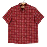Men's cotton shirt, 'Floral Labyrinth in Red' - Men's Short-Sleeved Cotton Shirt from India