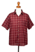 Men's cotton shirt, 'Floral Labyrinth in Red' - Men's Short-Sleeved Cotton Shirt from India (image 2f) thumbail