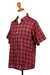 Men's cotton shirt, 'Floral Labyrinth in Red' - Men's Short-Sleeved Cotton Shirt from India (image 2g) thumbail
