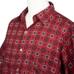 Men's cotton shirt, 'Floral Labyrinth in Red' - Men's Short-Sleeved Cotton Shirt from India