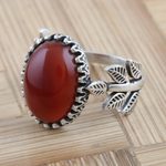 Men's onyx cocktail ring, 'Subtle Oval' - Handmade Men's Onyx and Sterling Silver Cocktail Ring