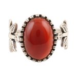 Men's onyx cocktail ring, 'Subtle Oval' - Handmade Men's Onyx and Sterling Silver Cocktail Ring