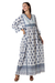 Cotton empire waist dress, 'Fantasy Land' - Cotton Floral-Motif Maxi Dress from India (image 2a) thumbail