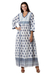 Cotton empire waist dress, 'Fantasy Land' - Cotton Floral-Motif Maxi Dress from India (image 2c) thumbail