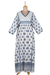 Cotton empire waist dress, 'Fantasy Land' - Cotton Floral-Motif Maxi Dress from India (image 2e) thumbail