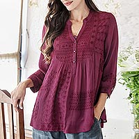 Featured review for Embroidered tunic, Enchanted Garden in Mulberry