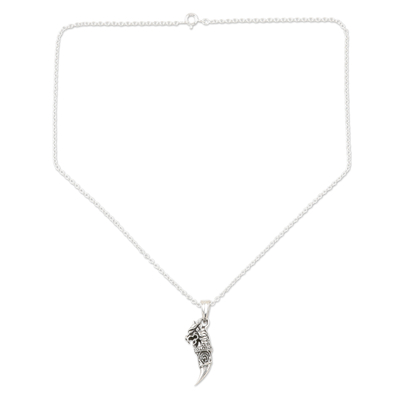 Halskette mit Anhänger aus Sterlingsilber - Halskette mit Drachenanhänger aus Sterlingsilber